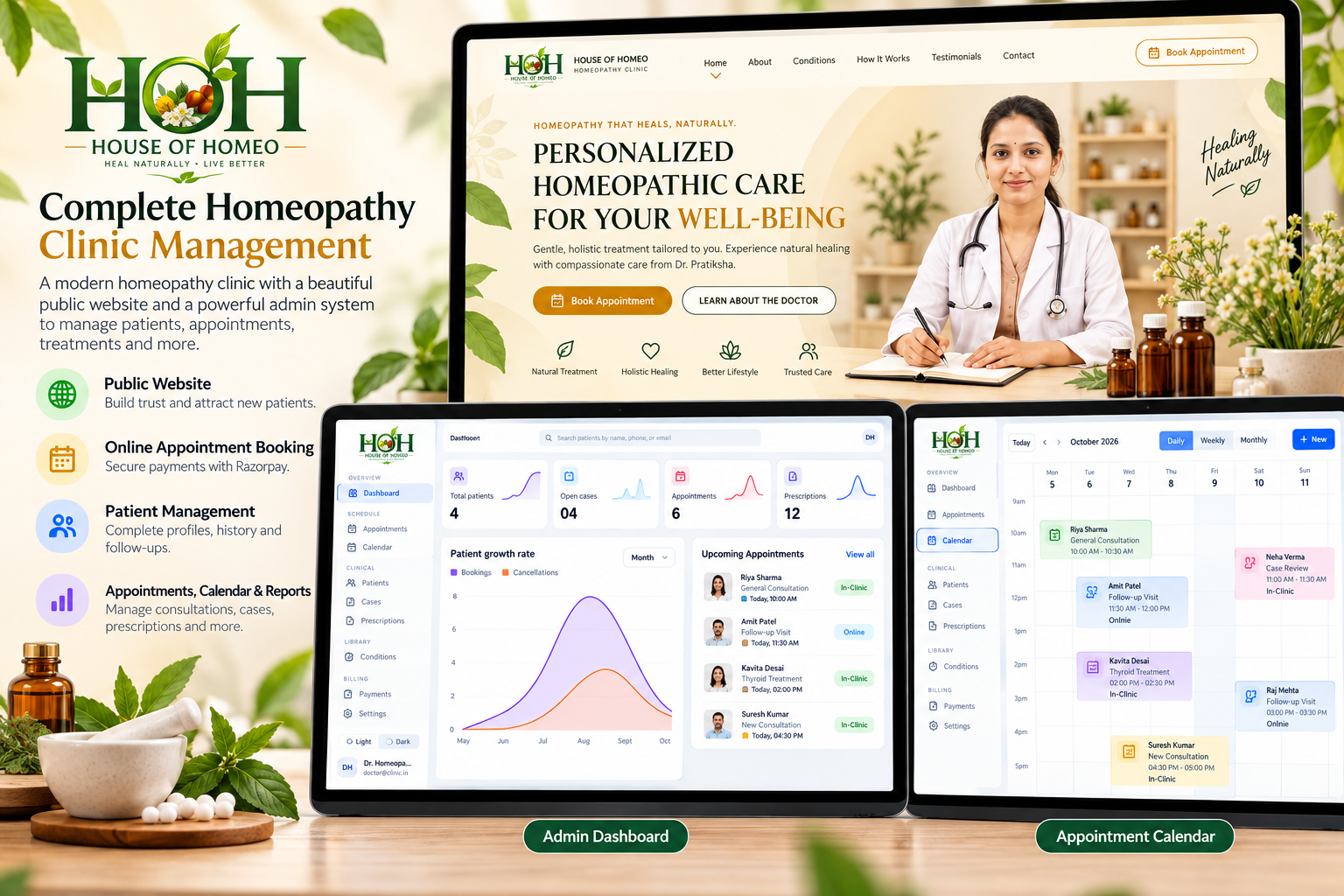 House of Homeo — Clinic platform